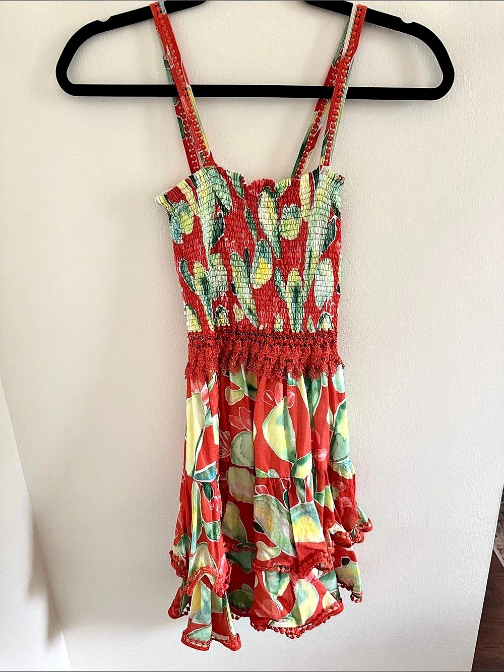 CHARO RUIZ IBIZA Floral Mini Dress in Red & Green Size Small Like New